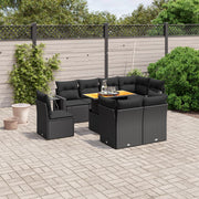 Loungeset 9-delig poly rattan zwart