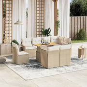 Loungeset 9-delig poly rattan beige