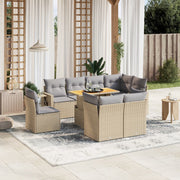 Loungeset 9-delig poly rattan beige