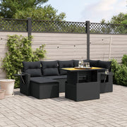 Loungeset 7-delig poly rattan zwart