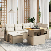 Loungeset 7-delig poly rattan beige