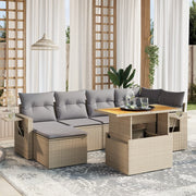 Loungeset 7-delig poly rattan beige