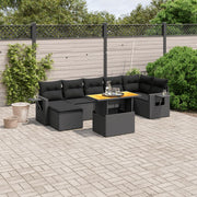 Loungeset 8-delig poly rattan zwart