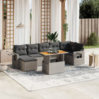 8-delige Loungeset met kussens poly rattan grijs