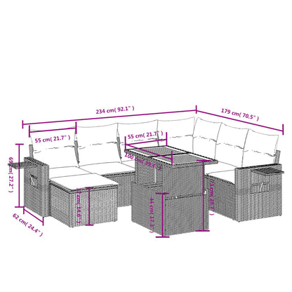 8-Delige Loungeset Met Kussens Poly Rattan Zwart