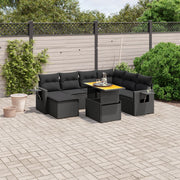 Loungeset 8-delig poly rattan zwart