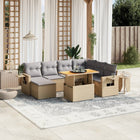 8-delige Loungeset met kussens poly rattan beige