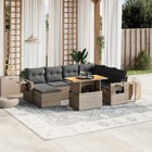 8-delige Loungeset met kussens poly rattan grijs