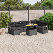 Loungeset 9-delig poly rattan zwart