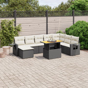 Loungeset 9-delig poly rattan zwart