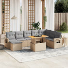 9-delige Loungeset met kussens poly rattan beige