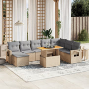 Loungeset 9-delig poly rattan beige