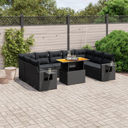 Loungeset 10-delig poly rattan zwart