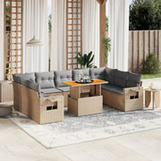 Loungeset 10-delig poly rattan beige