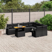 Loungeset 10-delig poly rattan zwart