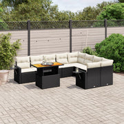 Loungeset poly rattan 10-delig zwart