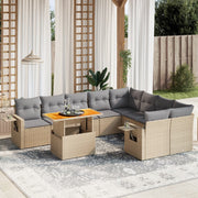 Loungeset 10-delig poly rattan beige