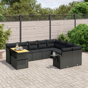 Loungeset 10-delig poly rattan zwart