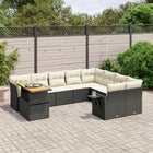 10-Delige Loungeset Met Kussens Poly Rattan Zwart