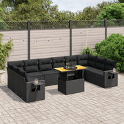 Loungeset 11-delig poly rattan zwart