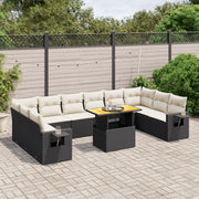 Loungeset 11-delig poly rattan zwart