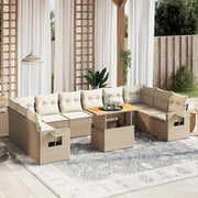 Tuinset poly rattan 11-delig beige met kussens
