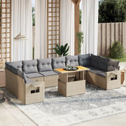 Tuinset 11-delig poly rattan beige