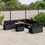 Loungeset 11-delig poly rattan zwart