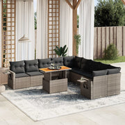 Loungeset 11-delig poly rattan grijs