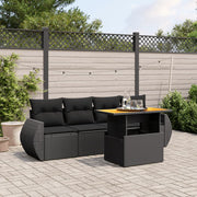 Loungeset 5-delig poly rattan zwart