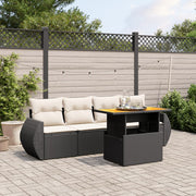 Loungeset 5-delig poly rattan zwart