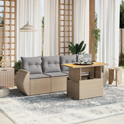Loungeset 5-delig poly rattan beige