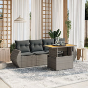 Loungeset 5-delig poly rattan grijs