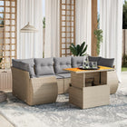 7-delige Loungeset met kussens poly rattan beige