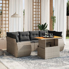 7-delige Loungeset met kussens poly rattan grijs