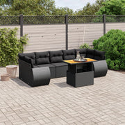 Loungeset 8-delig poly rattan zwart