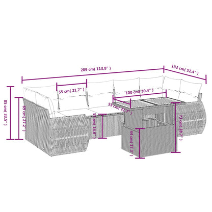 8-Delige Loungeset Met Kussens Poly Rattan Zwart