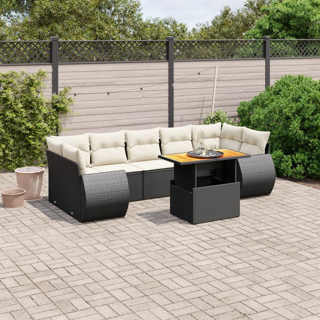 8-Delige Loungeset Met Kussens Poly Rattan Zwart