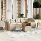 8-delige Loungeset met kussens poly rattan beige