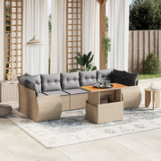 Loungeset poly rattan 8-delig beige