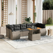 Loungeset 8-delig poly rattan grijs