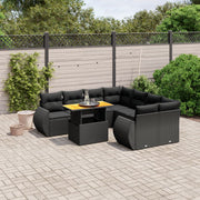 Loungeset 9-delig poly rattan zwart