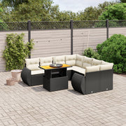 Loungeset 9-delig poly rattan zwart