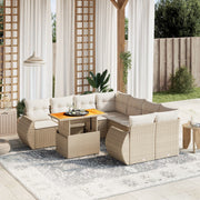 Loungeset 9-delig poly rattan beige