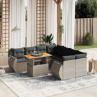 9-delige Loungeset met kussens poly rattan grijs