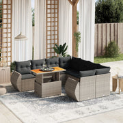 Loungeset 9-delig poly rattan grijs