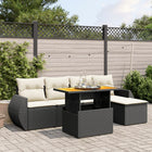 6-piece Lounge Set with cushions poly rattan black
