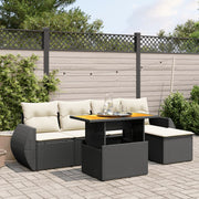 Loungeset 6-delig poly rattan zwart