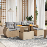 Loungeset 6-delig poly rattan beige