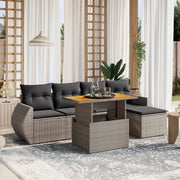 Loungeset 6-delig poly rattan grijs